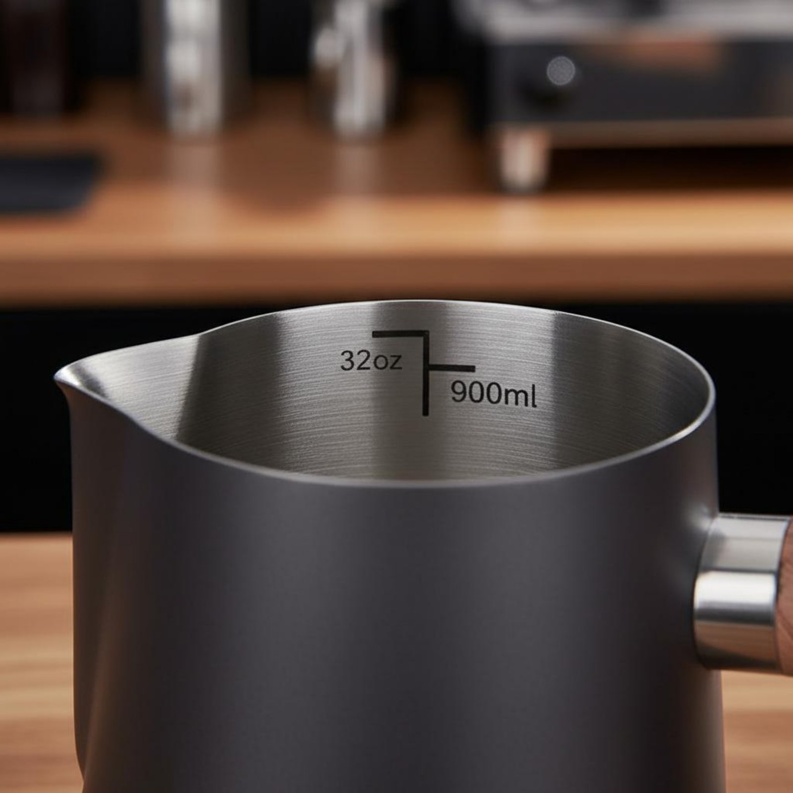 إبريق فن اللاتيه بمقبض خشبي وإ - مراجعة Milk Steaming Pitcher وسعره